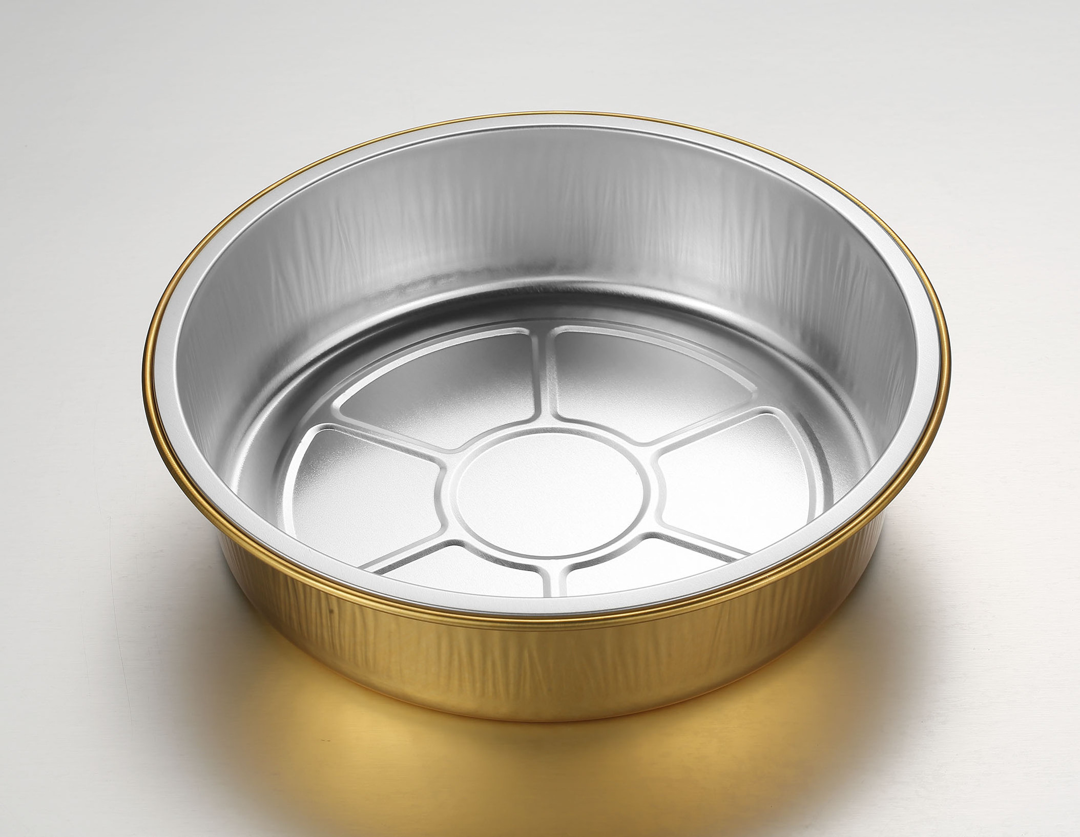 Disposable Baking Cake Pans Small Round Trays Muffin Cup Aluminium Foil Container Gold 1200ml Support Customization