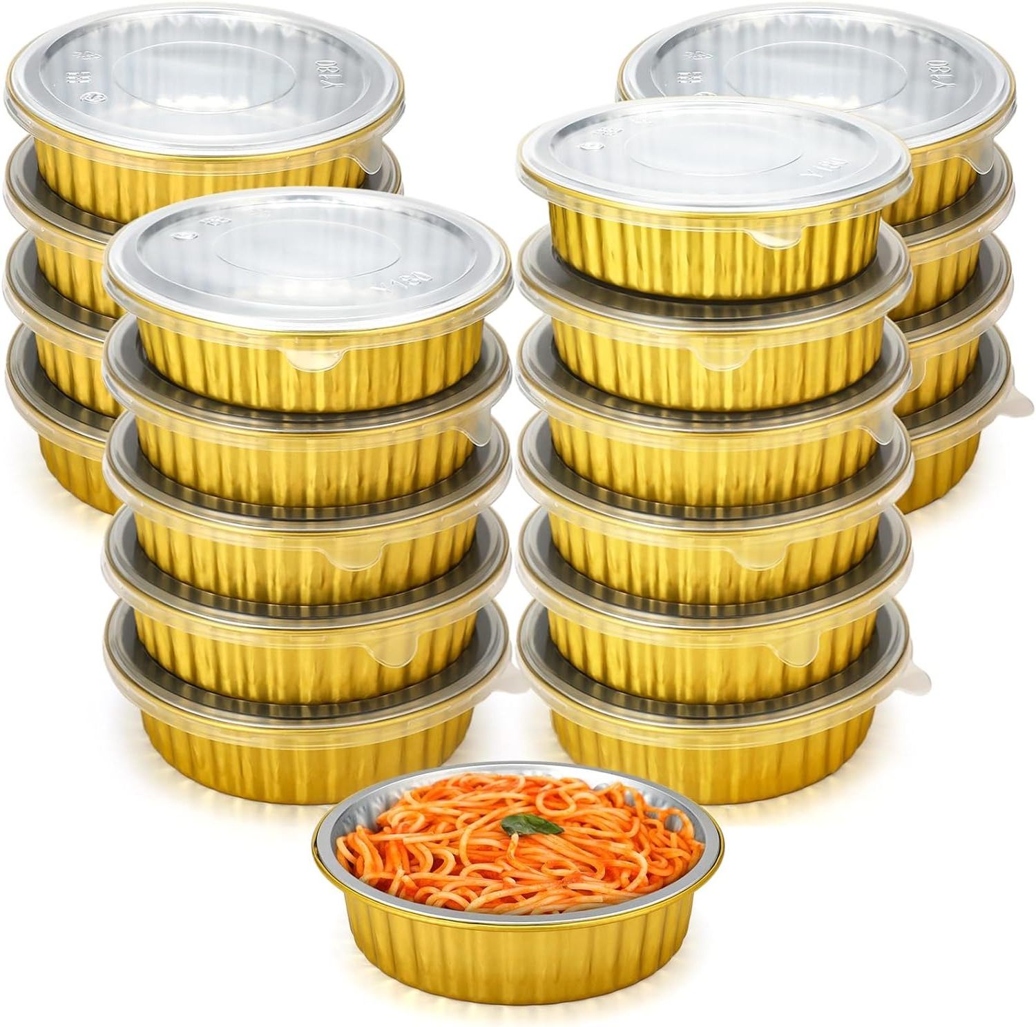 Disposable Baking Cake Pans Small Round Trays Muffin Cup Aluminium Foil Container Gold 1200ml Support Customization