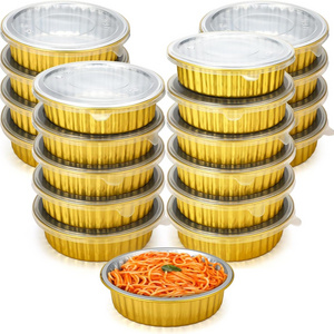 Disposable Baking Cake Pans Small Round Trays Muffin Cup Aluminium Foil Container Gold 1200ml Support Customization