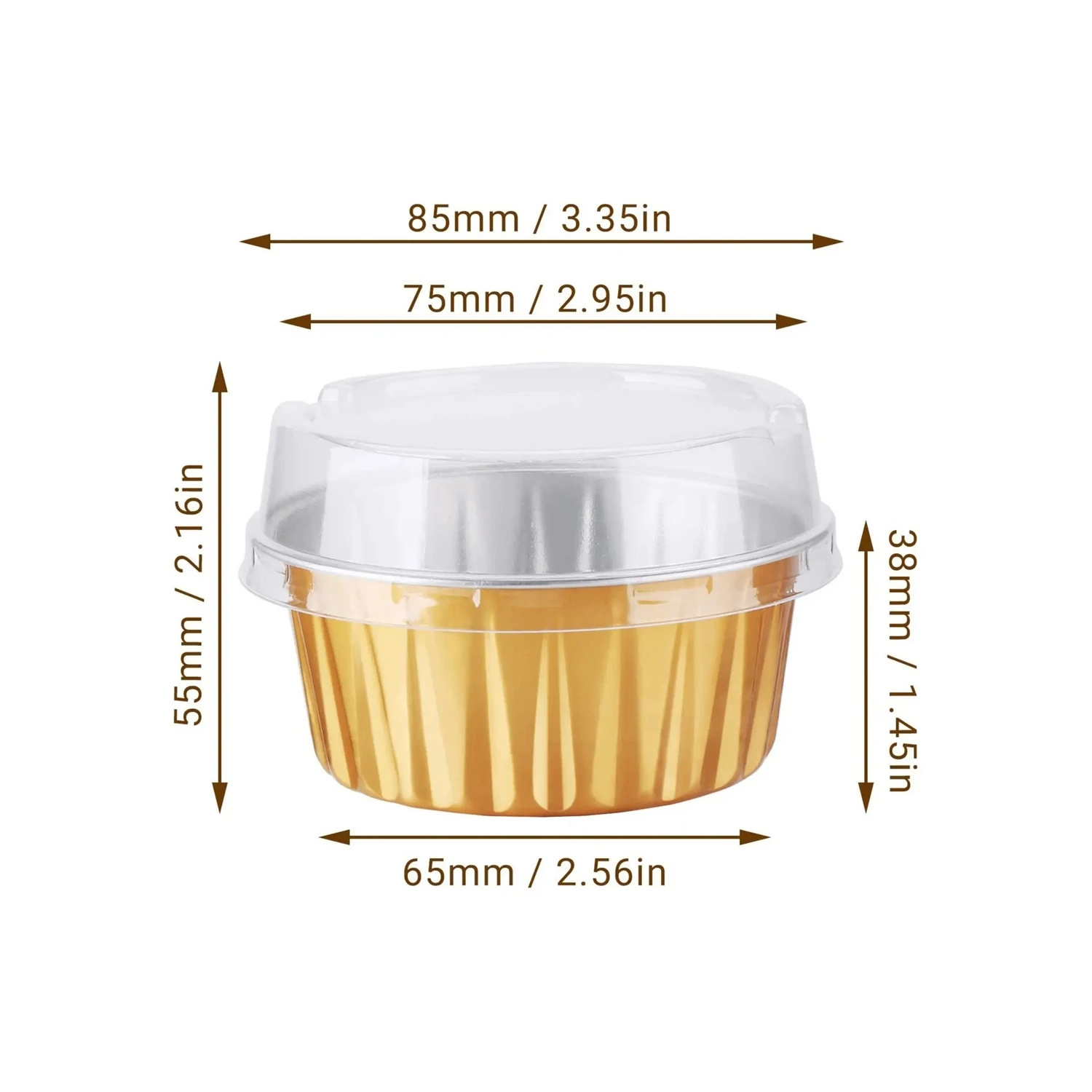 125ML/4Oz Mini Gold Round Aluminum Foil Baking Cup Cake Mffin Baking Cups 125ml Snacks Desserts Flan Cup Containers