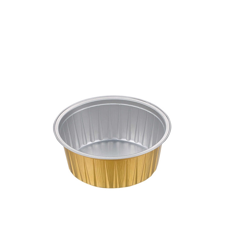 Gold Color Smooth Wall Disposable Aluminum Foil Container Baking Mold Take Away Food Package With Lids 100ML