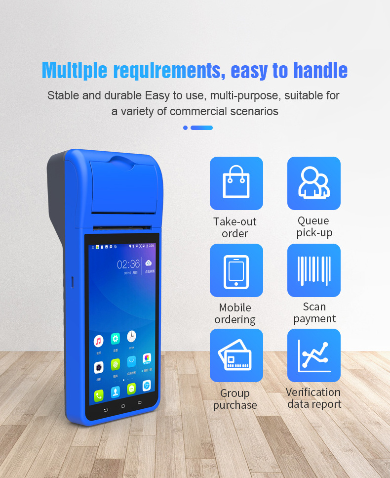 ZJ6000 Pos Android 4g Nfc With Printer Terminal Certified Payment Mobile Handheld Android Pos