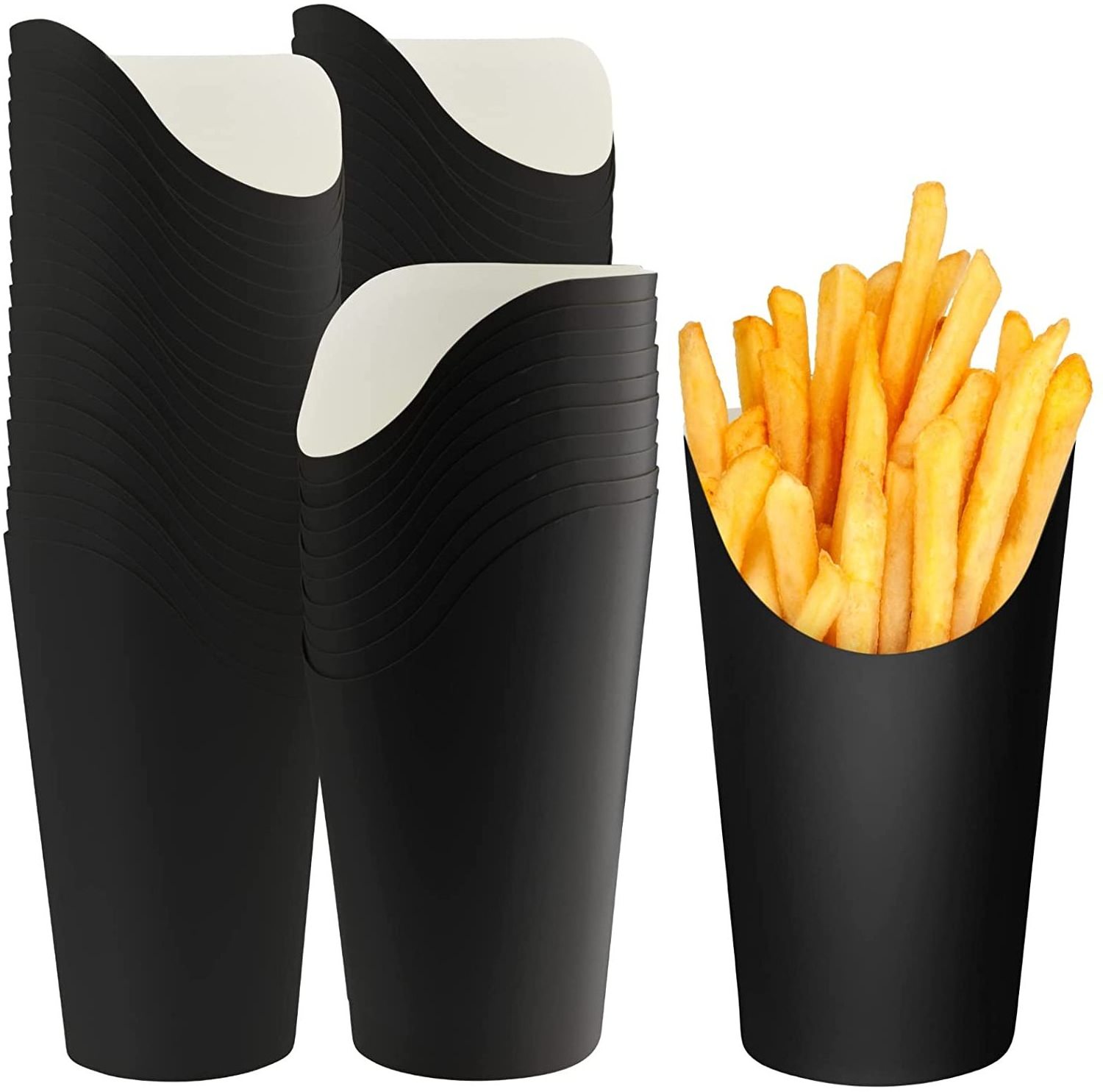 French Fry Holder Disposable Halloween Party French Fries Cups 14oz/ 16oz Food Charcuterie Cones Black French Fry Container