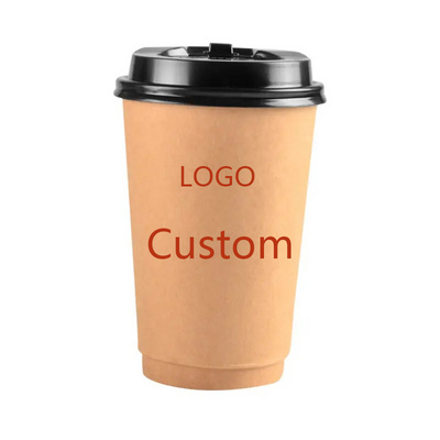 Wholesale 8/14/16 Oz Customized Logo Eco-Friendly Coating Paper Cup Disposable Coffee Cups With Lid For Paper Pack