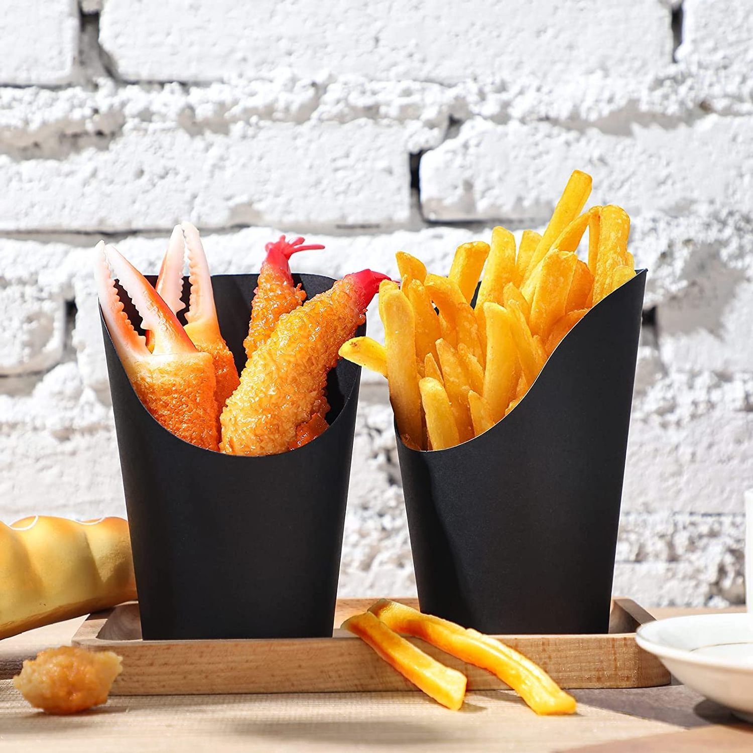 French Fry Holder Disposable Halloween Party French Fries Cups 14oz/ 16oz Food Charcuterie Cones Black French Fry Container