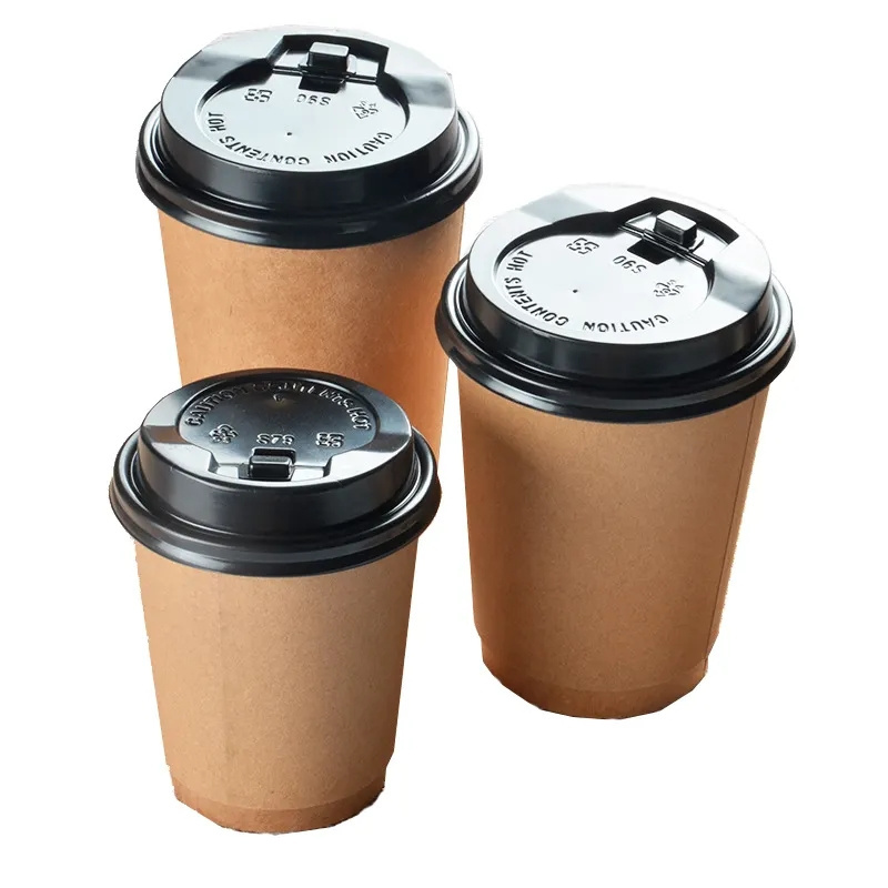 Wholesale 8/14/16 Oz Customized Logo Eco-Friendly Coating Paper Cup Disposable Coffee Cups With Lid For Paper Pack