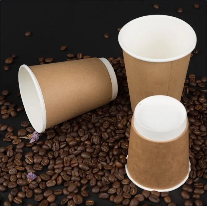 Wholesale 8/14/16 Oz Customized Logo Eco-Friendly Coating Paper Cup Disposable Coffee Cups With Lid For Paper Pack