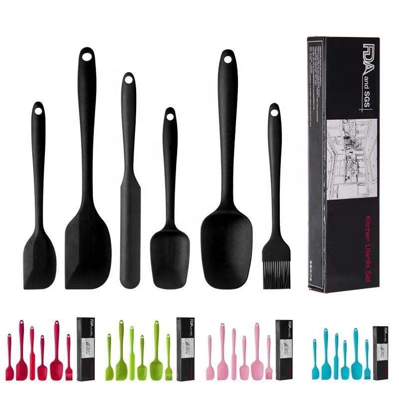 6 Piece Multicolor Non-stick Silicone Spatula Heat Resistant Kitchen Silicone Pastry Scraper Spatula Food Grade Baking Tools