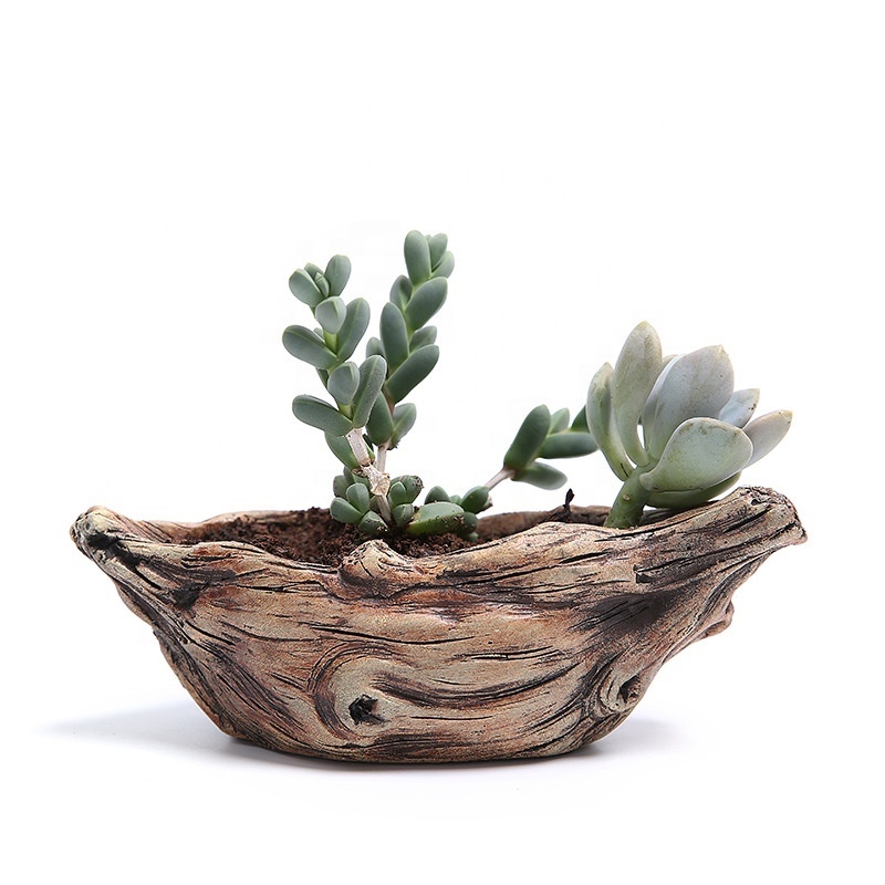 Wholesale Artificial Stump Succulent Pot Multilayer Driftwood Concrete Planter for Indoor Outdoor Home Garden Patio Decoration