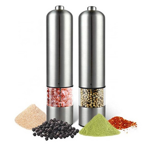 Manufactures hot selling Electric Salt and Pepper Grinder Set battery Stainless Steel Salt Pepper Mill