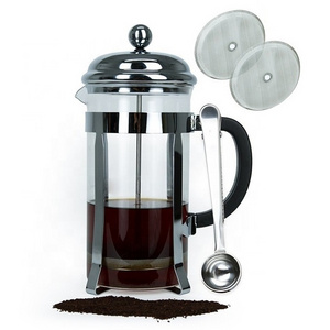 High temperature resistant 350ml 600ml 800ml 1L borosilicate glass plastic coffee tea pot french press with Spoon