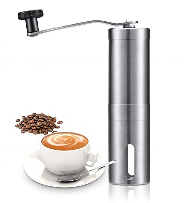 Manual Coffee Grinder Portable Hand Coffee Bean Mill with Ceramic Adjustable Knob Setting Stainless Steel Coffee Grinder