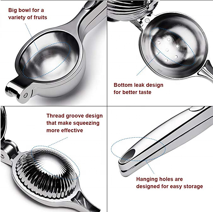 Manufactures hand press Manual Lemon Squeezer Heavy Duty Metal Lemon Squeezer Stainless steel