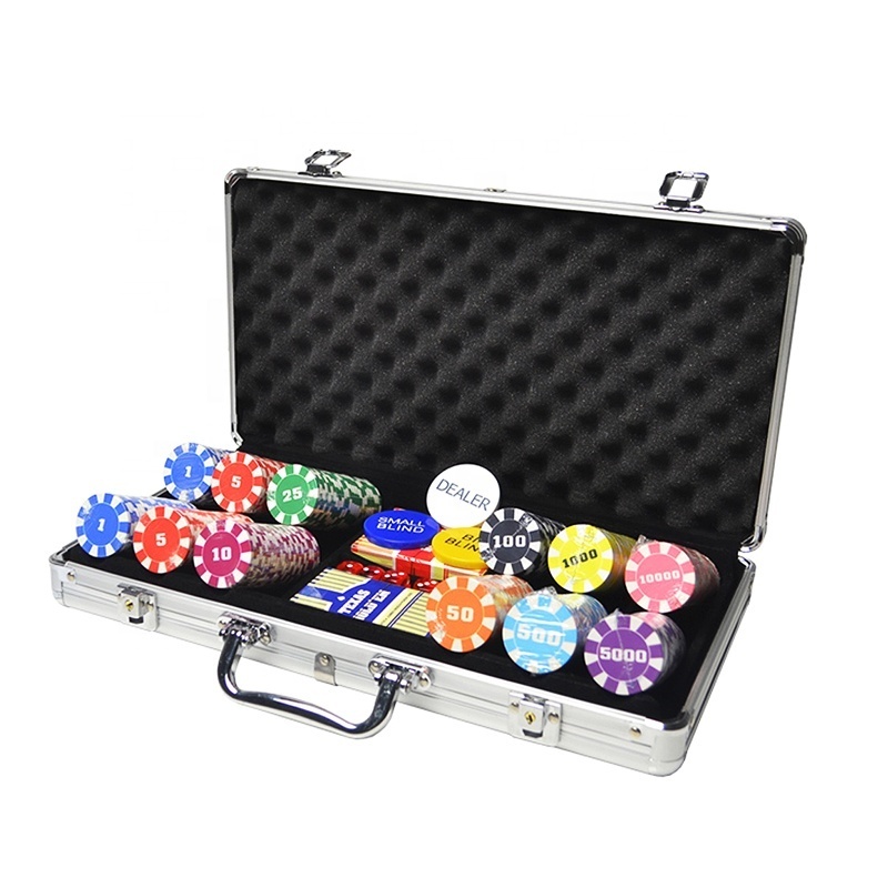 Custom logo Factory Professional Casino Chip 100- 500pc Poker Box Game Set Eva Hard Chip Case