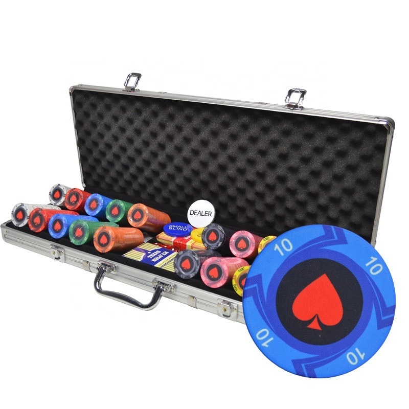 Custom logo Factory Professional Casino Chip 100- 500pc Poker Box Game Set Eva Hard Chip Case