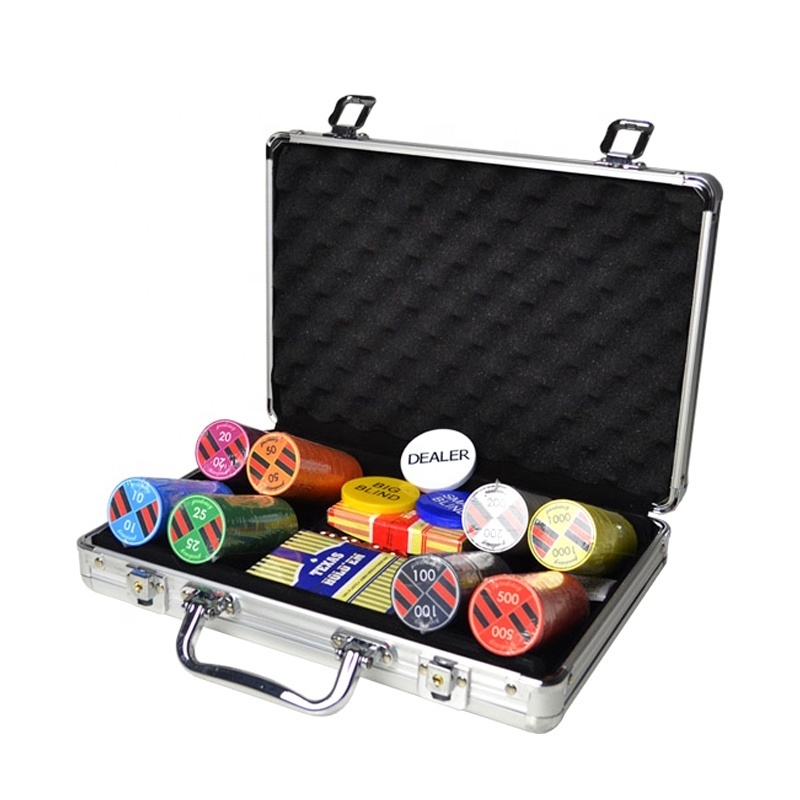 Custom logo Factory Professional Casino Chip 100- 500pc Poker Box Game Set Eva Hard Chip Case