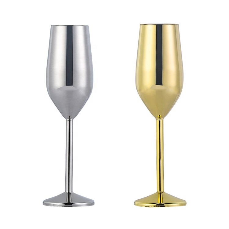 Wholesale metal red wine glass goblet custom logo stainless steel wine glasses amber Champagne goblets rose golden goblets