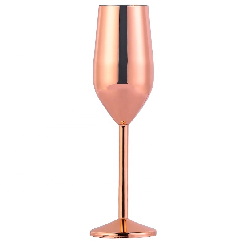 Wholesale metal red wine glass goblet custom logo stainless steel wine glasses amber Champagne goblets rose golden goblets