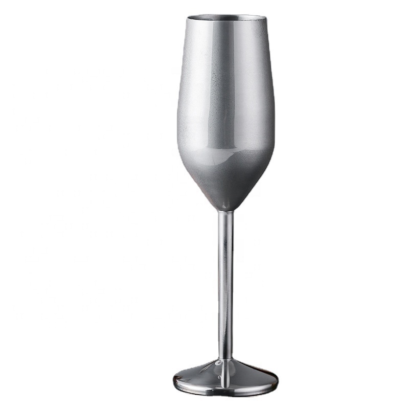 Wholesale metal red wine glass goblet custom logo stainless steel wine glasses amber Champagne goblets rose golden goblets