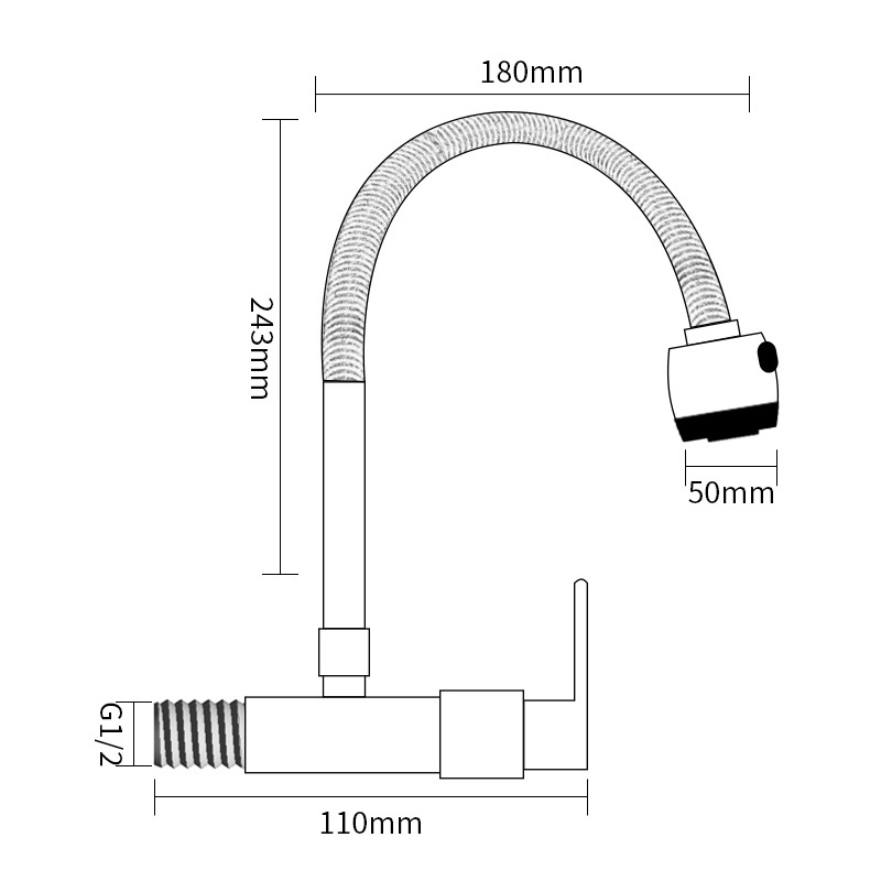 Factory price OEM kitchen sink tap single hole single handle cold water pull out faucet wall mounted zinc body kitchen faucet