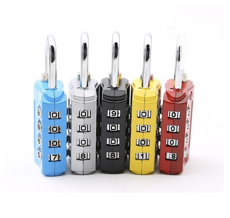 Wholesale customized 4 Dial Digit Number Code Password Padlock Security Travel Safe Luggage Lock Combination Lock Mini bag lock