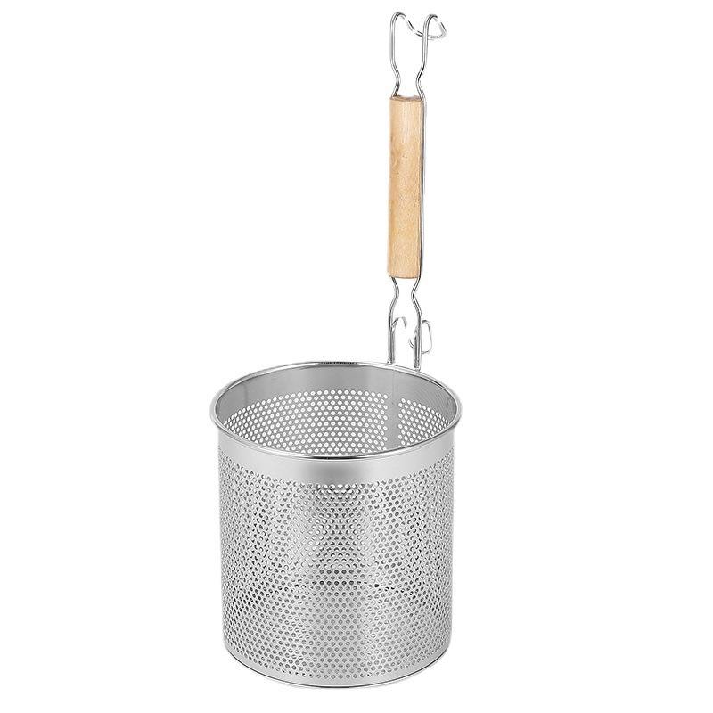 Best Selling Stainless Steel Strainer Basket With Wooden Handle Fine Mesh Food Skimmer Kitchen Pasta Dumpling Noodle Sieve