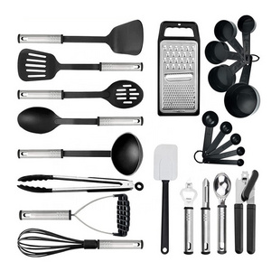 Silicone Cooking Utensils Set Non-stick Spatula Shovel Nylon Head Stainless Steel Handle Sets 24 Cookware Kitchenware Set