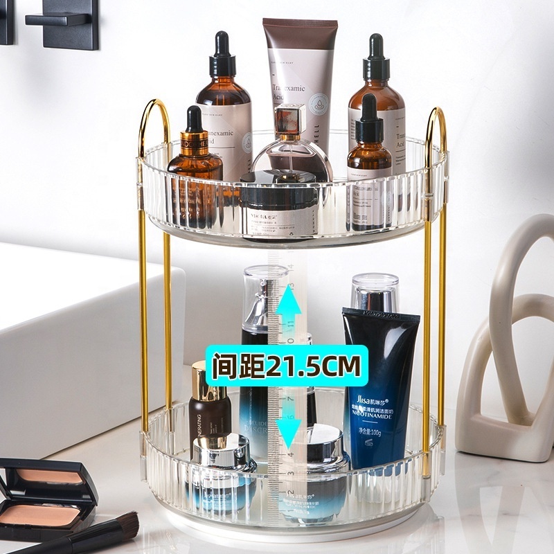 Hot Selling 3 tier 360 Degree Rotating Makeup Cosmetic Organizer High Transparent plastic Storage