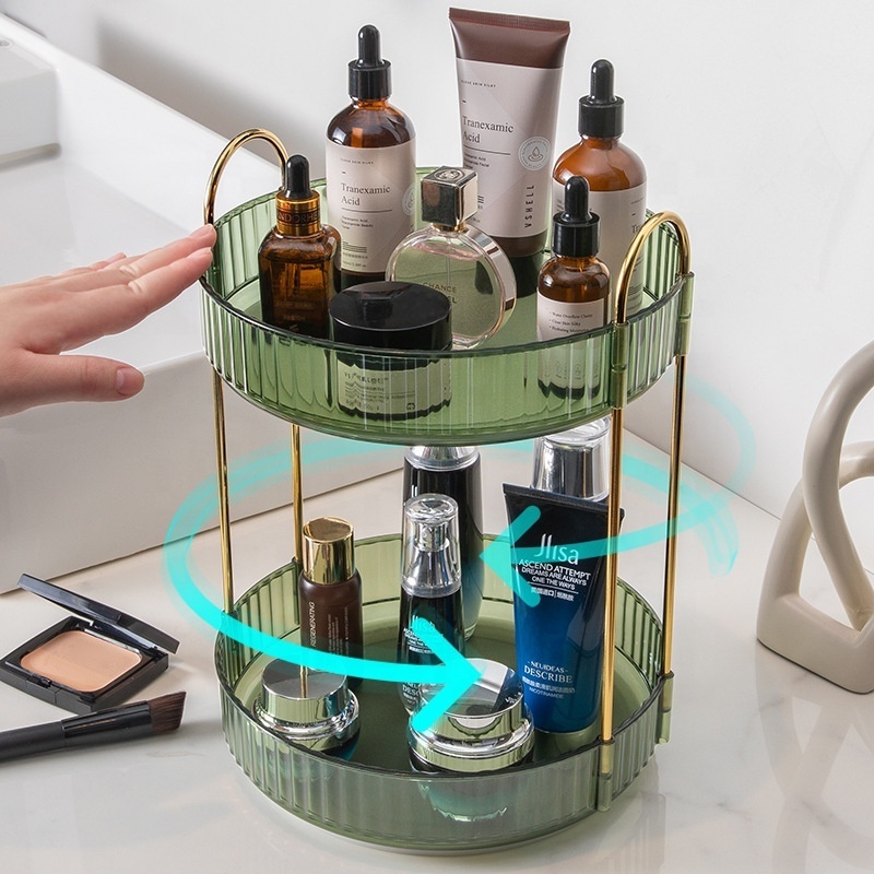 Hot Selling 3 tier 360 Degree Rotating Makeup Cosmetic Organizer High Transparent plastic Storage