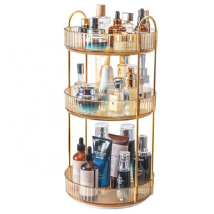 Hot Selling 3 tier 360 Degree Rotating Makeup Cosmetic Organizer High Transparent plastic Storage