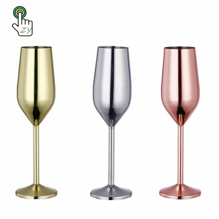 Gold stemless Stainless Steel metal bulk Wedding Party Birthday Champagne Glass Flutes Glasses