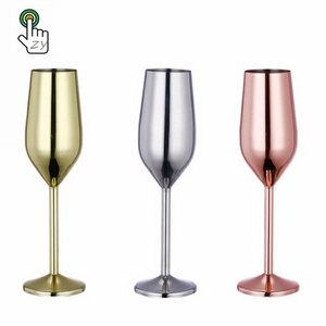 Gold stemless Stainless Steel metal bulk Wedding Party Birthday Champagne Glass Flutes Glasses