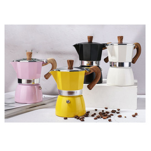 Custom logo Espresso Italian Style Coffee Pot 3/6 Espresso Cup Aluminum Stovetop Espresso Maker Moka Pot with Handle