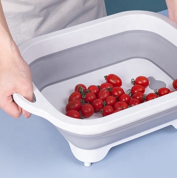 Foldable chopped and filtered cutting board fruit and vegetable container picnic basket multifunctional kitchen cutting board