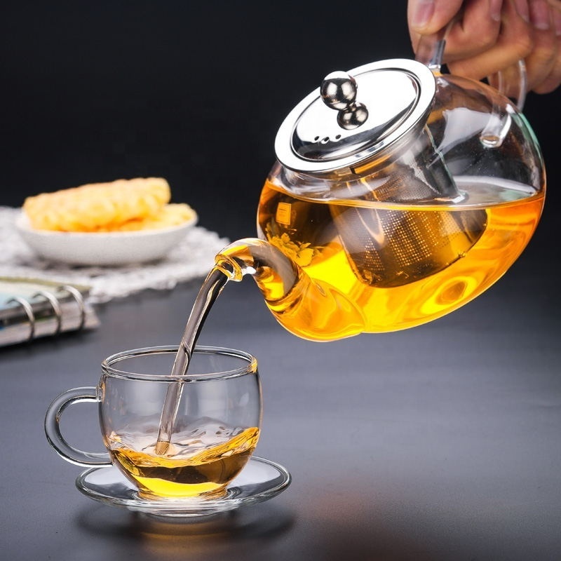 Wholesale Heat Resistant Glass Teapot High Borosilicate Teapot Set with Infuser