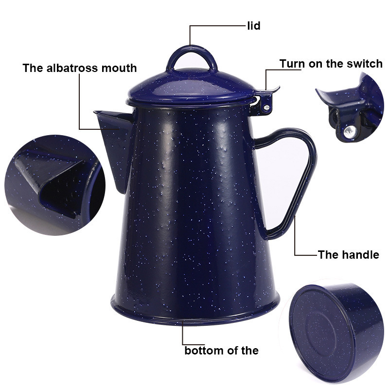 Cheap Home Outdoor Use Navy Starry Sky Enmaed Coated Brew Coffee Maker Hand Drip Pour Over Pot Coffee Water Kettles