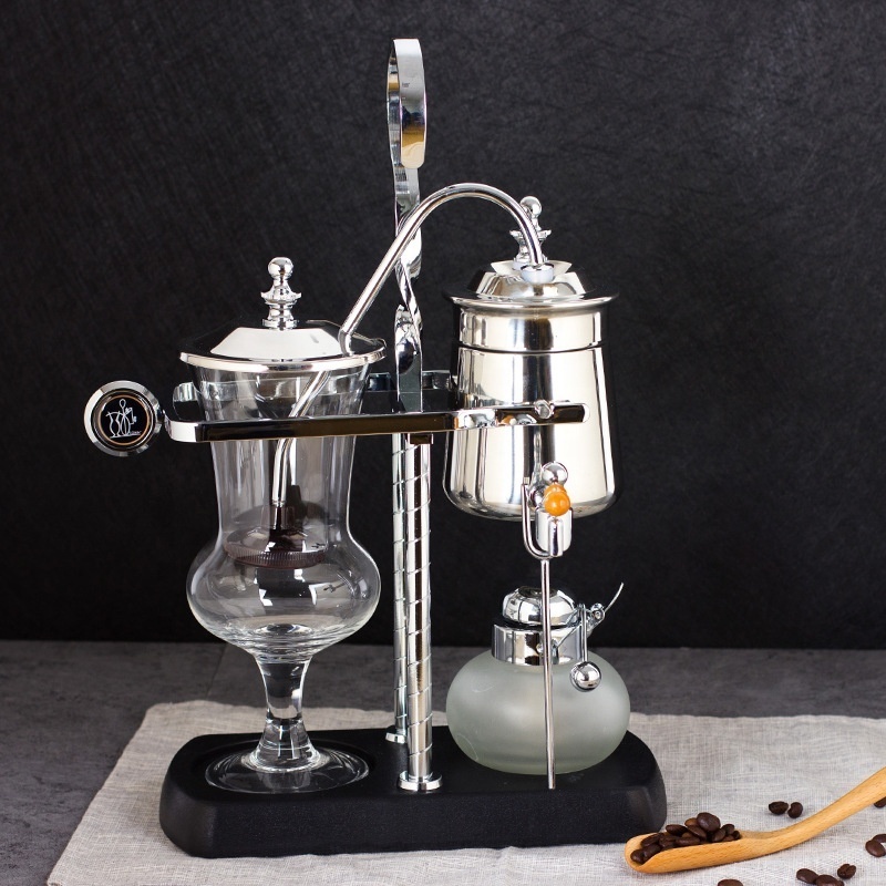 Stainless Steel Gold Silver Syphon Siphon Espresso Vacuum Coffee Maker Machine Belgium Royal Balancing Coffee Maker