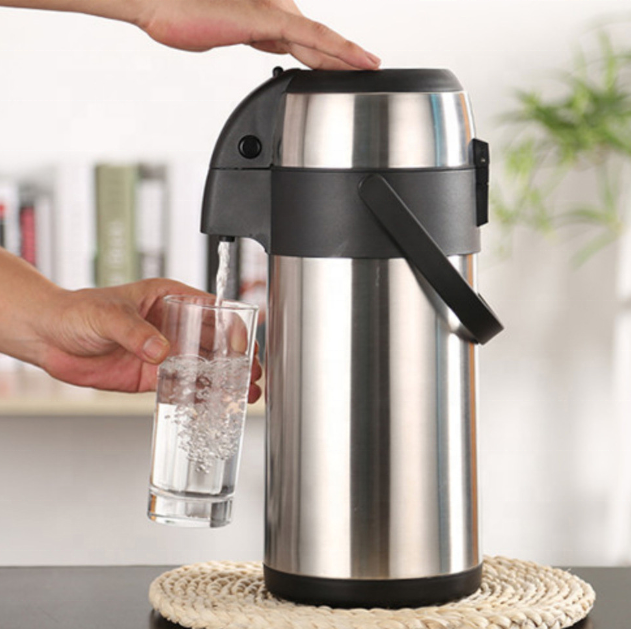 2.5L/3L/3.5L Airpot Coffee Dispenser with Pump Stainless Steel Coffee Carafe Thermal Beverage Dispenser Thermos Urn