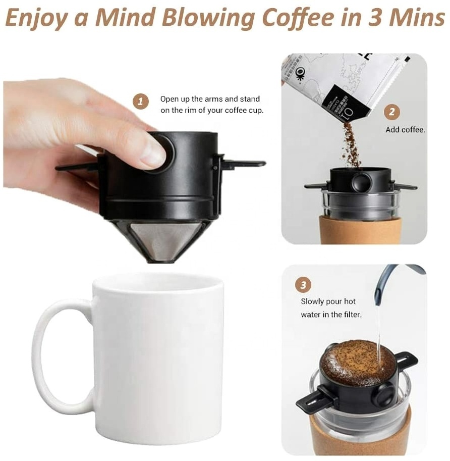 Wholesale Price New Design Household Portable Coffee Dripper Reusable Paperless Mini Coffee Filter