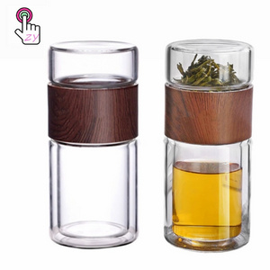 Double Wall BPA-Free Fruit and Tea Infuser Borosilicate Glass Water Bottle with Silicone Sleeve