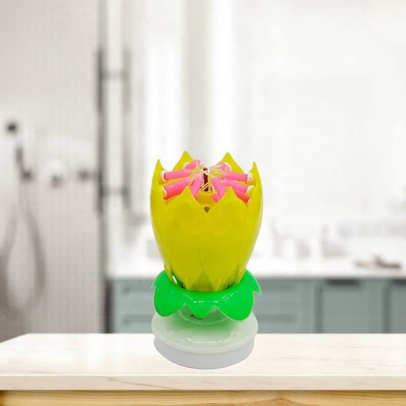 Singing Birthday Digital Happy Wholesale Beautiful Blossom Romantic Music Lotus Flower Petal Shape Party Birthday Cake Candle