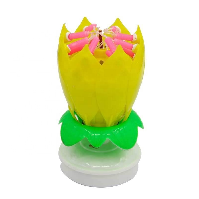 Singing Birthday Digital Happy Wholesale Beautiful Blossom Romantic Music Lotus Flower Petal Shape Party Birthday Cake Candle