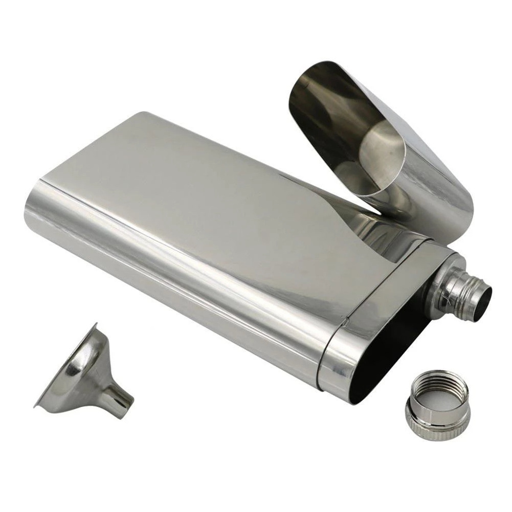 304 Stainless Steel Hip Flask with Cigar Tube Mini Funnel Outdoor Alcohol Cigar Case Flask