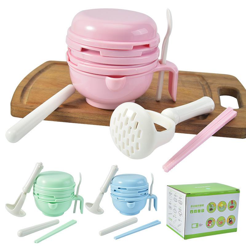 DIY Homemade 9pcs Multifunction Manual Baby Food Mill Grinding Bowl Grinder Processor Set Baby Fruit Mud Baby Feeding Bowl