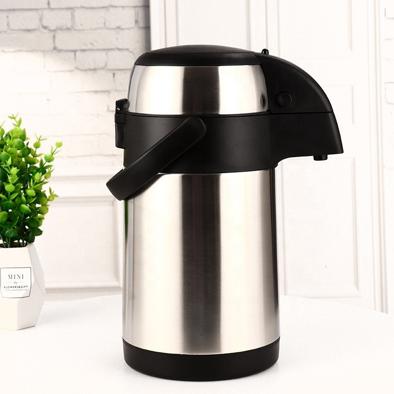 2.5L/3L/3.5L Airpot Coffee Dispenser with Pump Stainless Steel Coffee Carafe Thermal Beverage Dispenser Thermos Urn