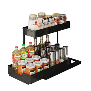 2 Tier Spice Kitchen Rack Pull Out Sliding Shelf Under Sink Organizer for Kitchen Cabinet Storage Drawer