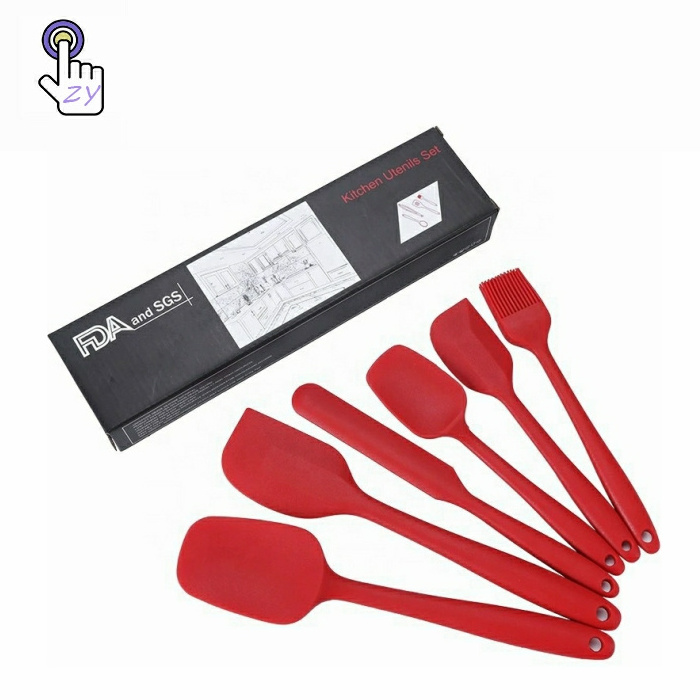 6 Piece Multicolor Non-stick Silicone Spatula Heat Resistant Kitchen Silicone Pastry Scraper Spatula Food Grade Baking Tools