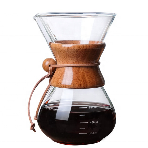 Big/small size custom double wall unusual heat resistant classic Coffee pot Chemex glass Pour over coffee maker with brewer