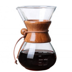 Big/small size custom double wall unusual heat resistant classic Coffee pot Chemex glass Pour over coffee maker with brewer