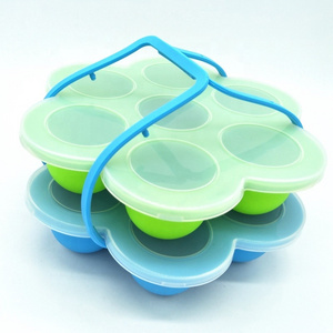 Factory Custom Silicone Egg Steamer Food Grade Silicone Cake Muffin Mold Egg Bites Tray Molds Container with Lid